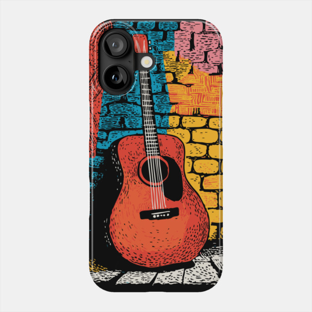 Acoustic Guitar Art | The Folk Singer's Companion Phone Case by TuncGK