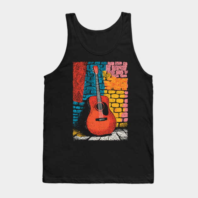 Acoustic Guitar Art | The Folk Singer's Companion Tank Top by TuncGK