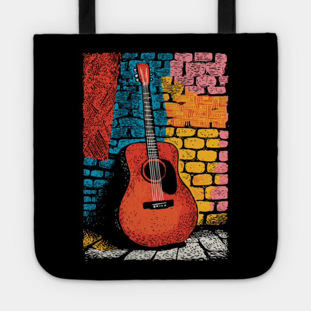 Acoustic Guitar Art | The Folk Singer's Companion Tote by TuncGK