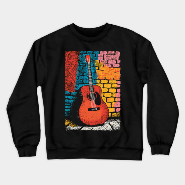 Acoustic Guitar Art | The Folk Singer's Companion Crewneck Sweatshirt by TuncGK