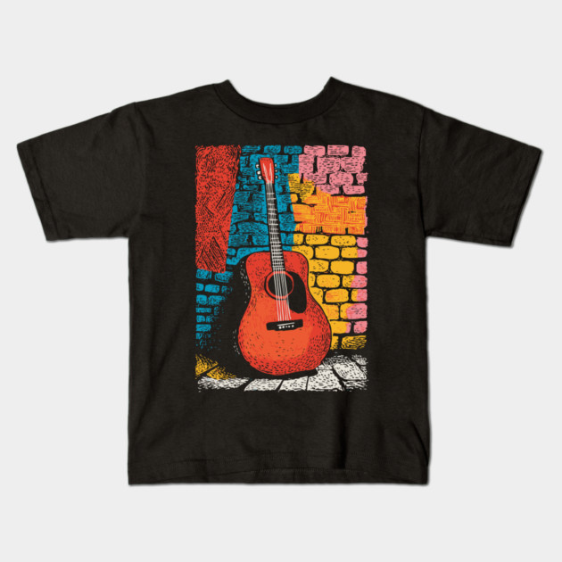 Acoustic Guitar Art | The Folk Singer's Companion Kids T-Shirt by TuncGK