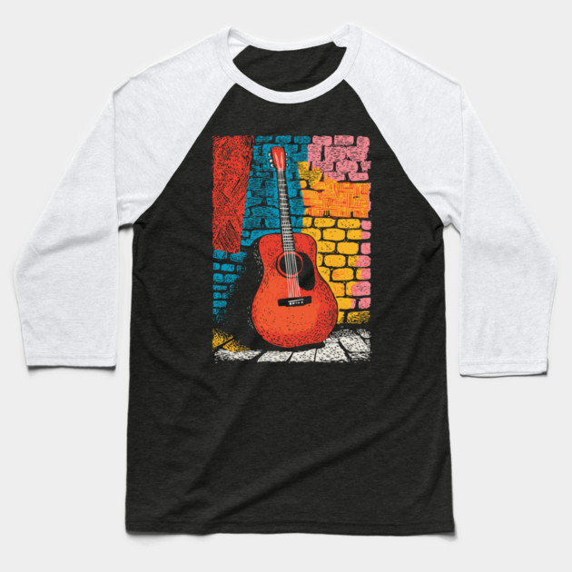 Acoustic Guitar Art | The Folk Singer's Companion Baseball T-Shirt by TuncGK