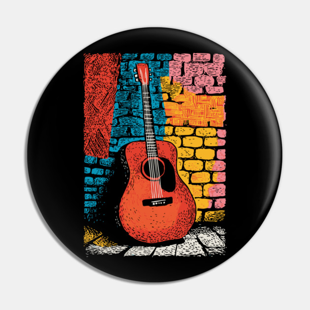Acoustic Guitar Art | The Folk Singer's Companion Pin by TuncGK