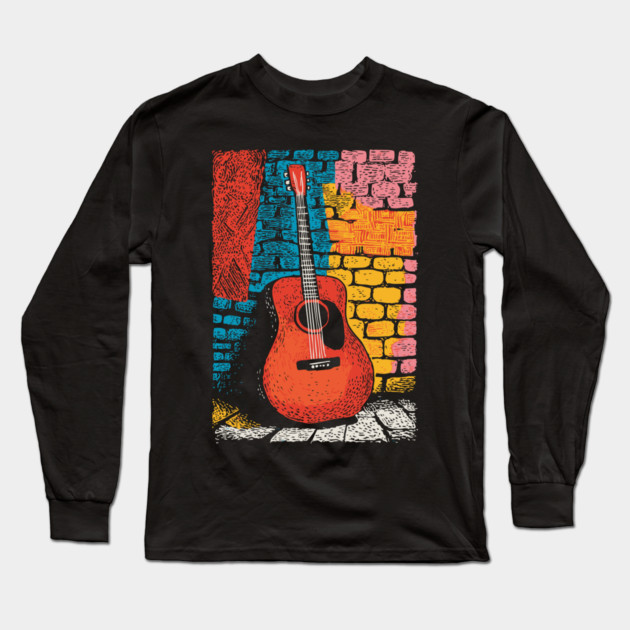 Acoustic Guitar Art | The Folk Singer's Companion Long Sleeve T-Shirt by TuncGK