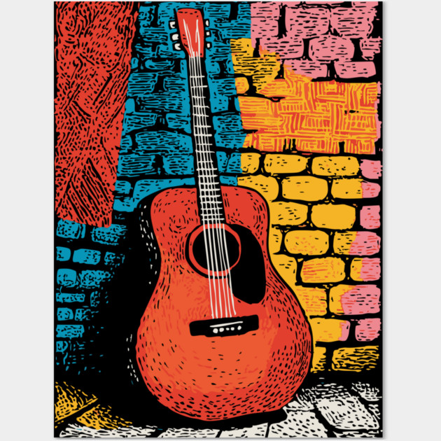 Acoustic Guitar Art | The Folk Singer's Companion Wall Art by TuncGK