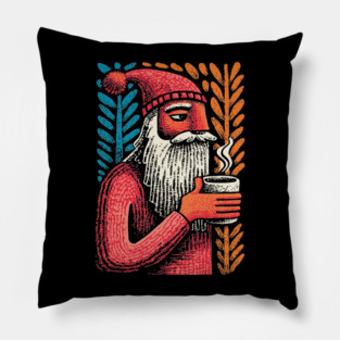 Cool Santa Coffee Break | Funny Christmas Santa Pillow