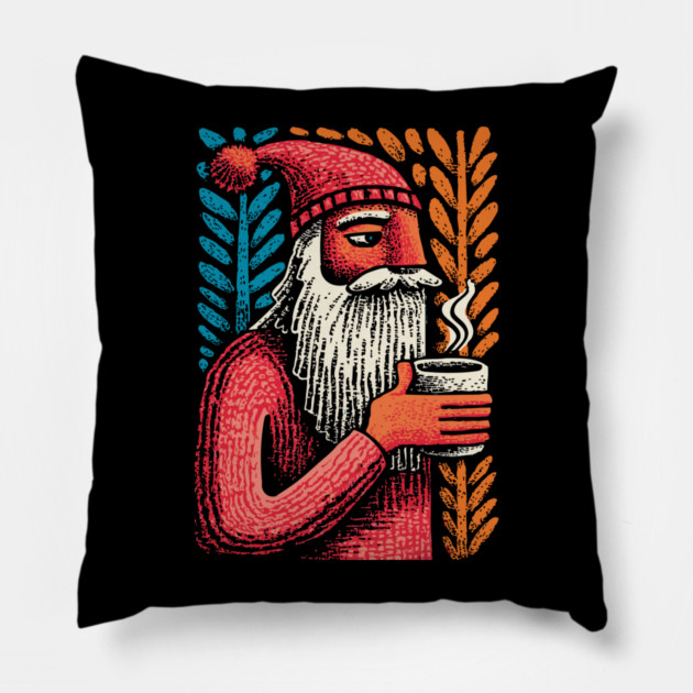 Cool Santa Coffee Break | Funny Christmas Santa Pillow by TuncGK