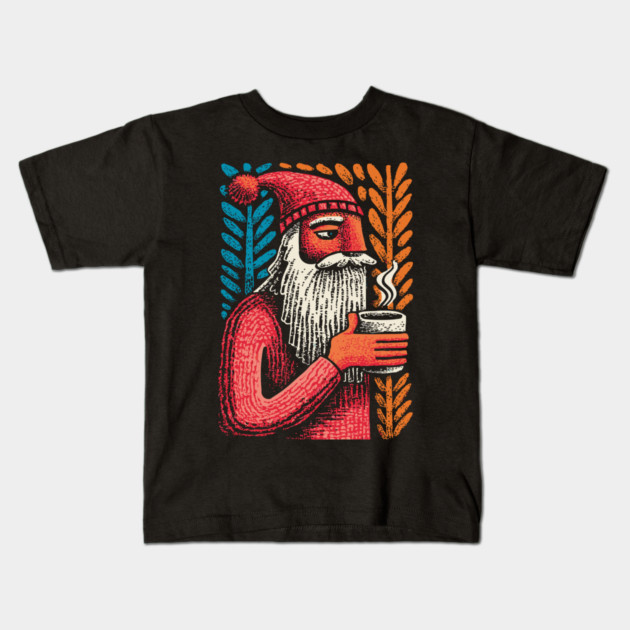 Cool Santa Coffee Break | Funny Christmas Santa Kids T-Shirt by TuncGK