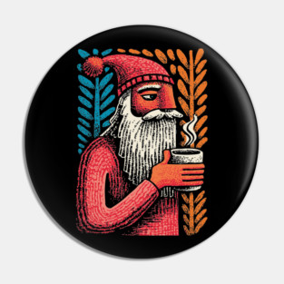 Cool Santa Coffee Break | Funny Christmas Santa Pin