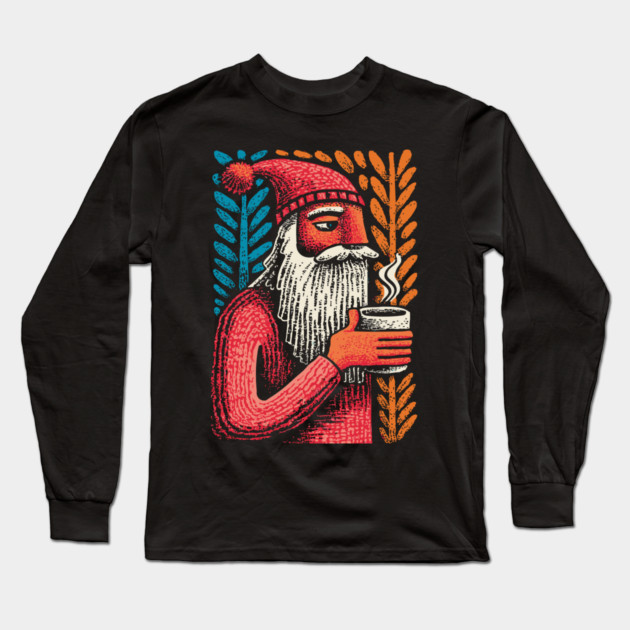 Cool Santa Coffee Break | Funny Christmas Santa Long Sleeve T-Shirt by TuncGK