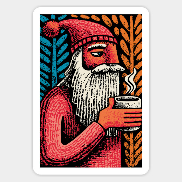 Cool Santa Coffee Break | Funny Christmas Santa Magnet by TuncGK