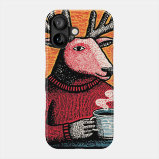 Cool Reindeer Coffee Break | Funny Christmas Deer Phone Case