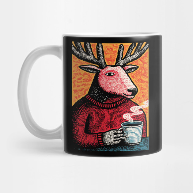 Cool Reindeer Coffee Break | Funny Christmas Deer by TuncGK