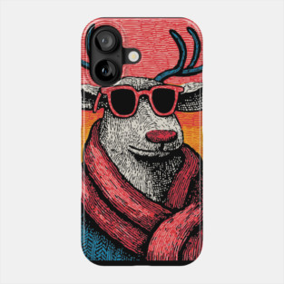 Vintage Reindeer in Scarf | Cozy Christmas Deer Phone Case
