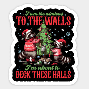 From The Windows To The Walls... Christmas  Raccoons Sticker