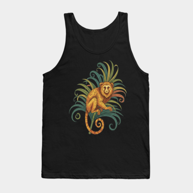 Golden Tamarin with Tropical Fronds Tank Top by BirdsnStuff