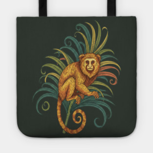 Golden Tamarin with Tropical Fronds Tote