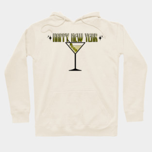 Retro Martini 2025 Happy New Years Hoodie