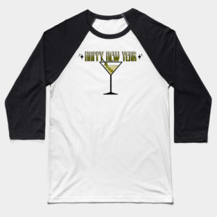 Retro Martini 2025 Happy New Years Baseball T-Shirt