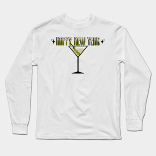 Retro Martini 2025 Happy New Years Long Sleeve T-Shirt