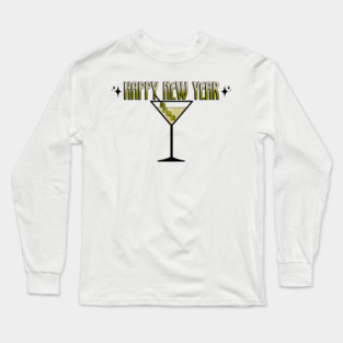 Retro Martini 2025 Happy New Years Long Sleeve T-Shirt