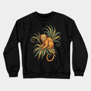 Golden Tamarin with Tropical Plants Crewneck Sweatshirt