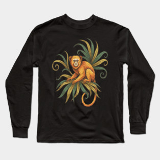 Golden Tamarin with Tropical Plants Long Sleeve T-Shirt