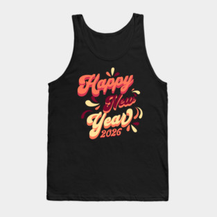 Retro Orange Yellow Happy New Year Tank Top