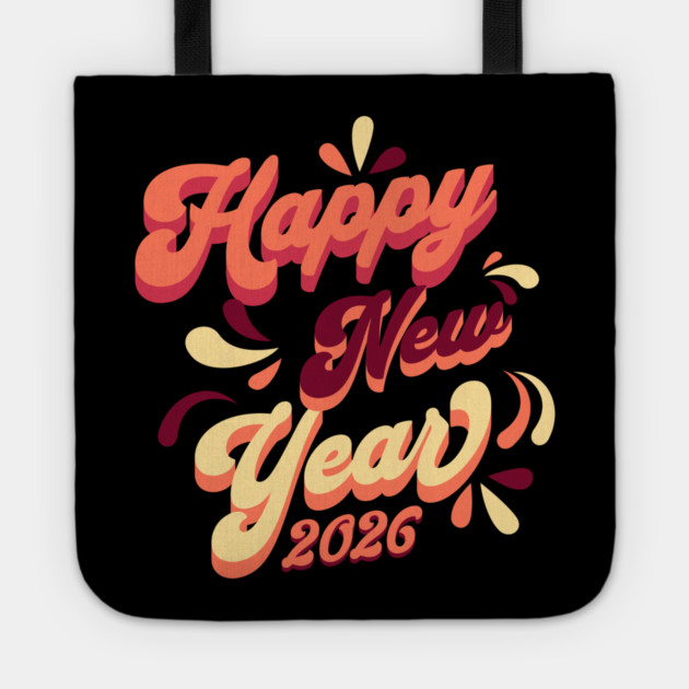 Retro Orange Yellow Happy New Year Tote by HolidayBug