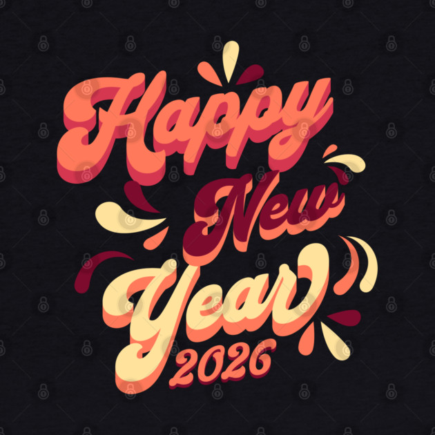 Retro Orange Yellow Happy New Year by HolidayBug
