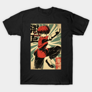 Ranma Saotome Vintage Warned Poster T-Shirt