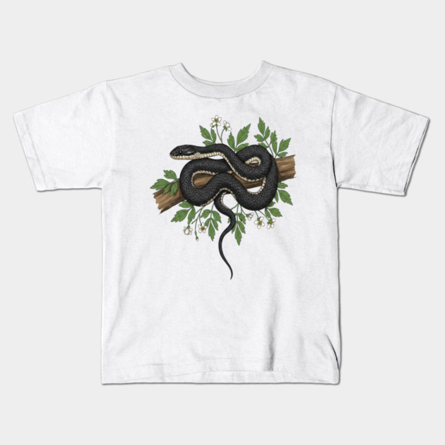 Rat Snake with Woodland Florals Kids T-Shirt by BirdsnStuff