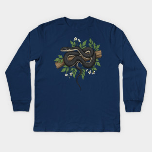 Rat Snake with Woodland Florals Kids Long Sleeve T-Shirt