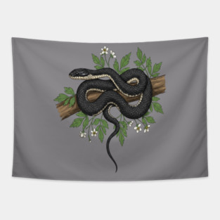 Rat Snake with Woodland Florals Tapestry