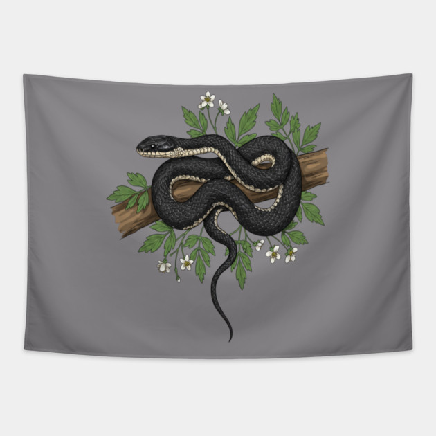Rat Snake with Woodland Florals Tapestry by BirdsnStuff