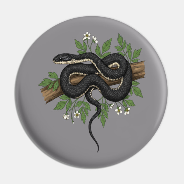 Rat Snake with Woodland Florals Pin by BirdsnStuff