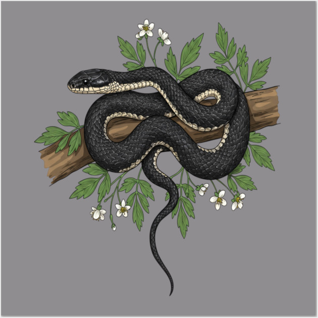 Rat Snake with Woodland Florals Wall Art by BirdsnStuff