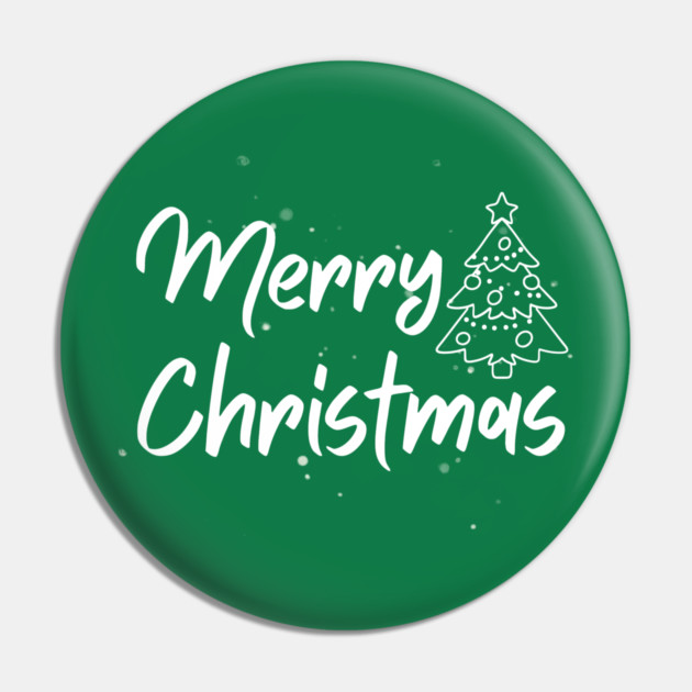 Minimalist Merry Christmas Tree With Snowy Night Lettering Pin by Creatifly Graphic Tees