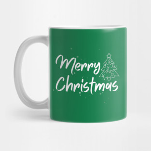 Minimalist Merry Christmas Tree With Snowy Night Lettering Mug