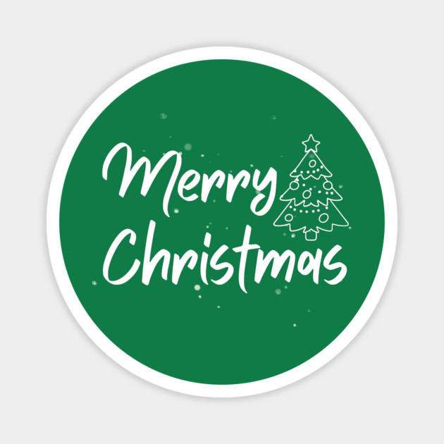Minimalist Merry Christmas Tree With Snowy Night Lettering Magnet by Creatifly Graphic Tees