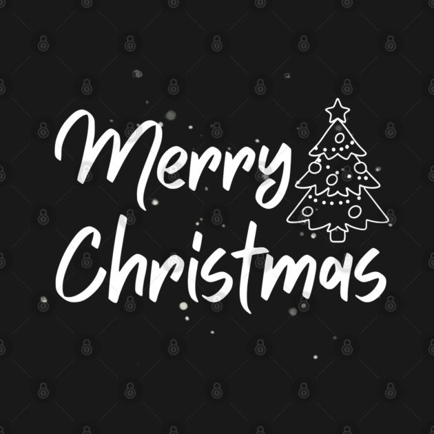 Minimalist Merry Christmas Tree With Snowy Night Lettering by Creatifly Graphic Tees