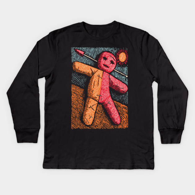 Surreal Voodoo Doll Art | Dark Humor Kids Long Sleeve T-Shirt by TuncGK