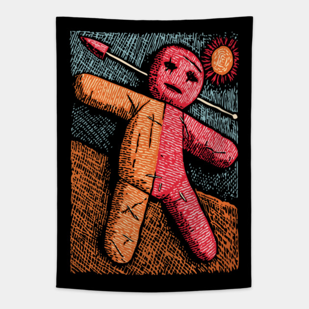 Surreal Voodoo Doll Art | Dark Humor Tapestry by TuncGK