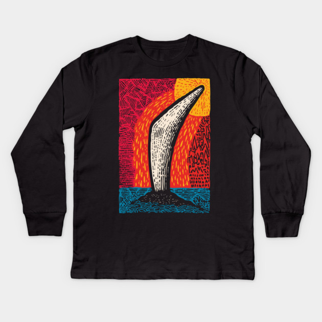 Aboriginal Boomerang Vintage Art Design - Retro Style Kids Long Sleeve T-Shirt by TuncGK