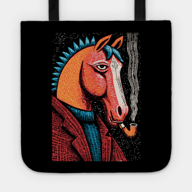 Detective Horse Noir Style Funny Art Tote by TuncGK