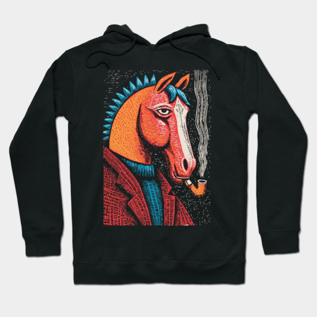 Detective Horse Noir Style Funny Art Hoodie by TuncGK
