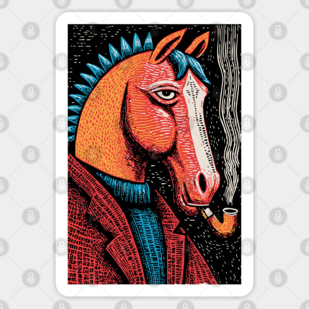 Detective Horse Noir Style Funny Art Sticker by TuncGK
