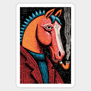 Detective Horse Noir Style Funny Art Magnet