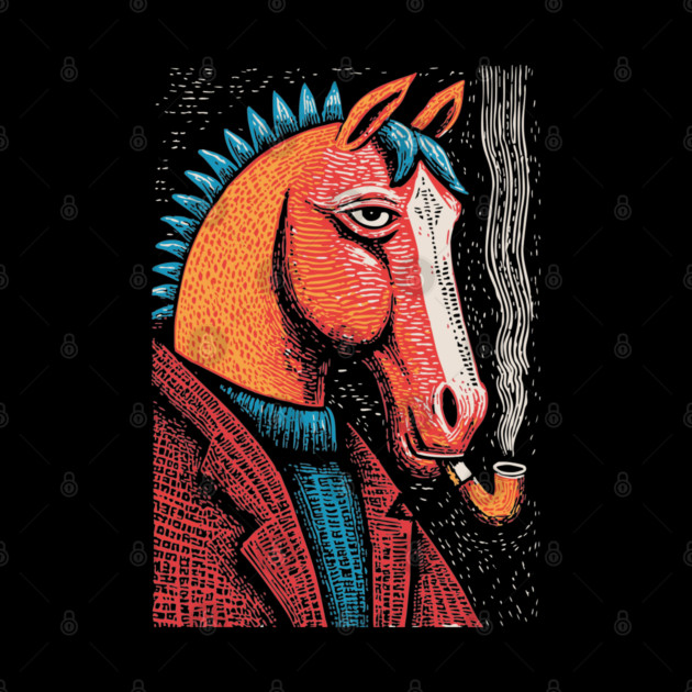 Detective Horse Noir Style Funny Art by TuncGK