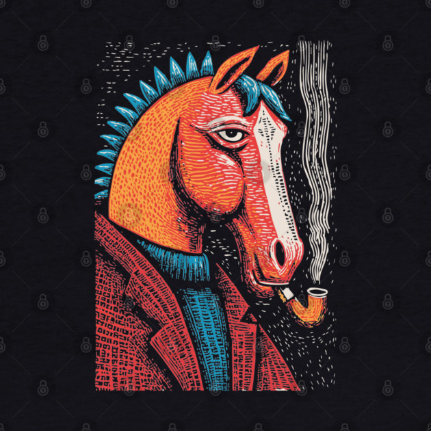 Detective Horse Noir Style Funny Art by TuncGK